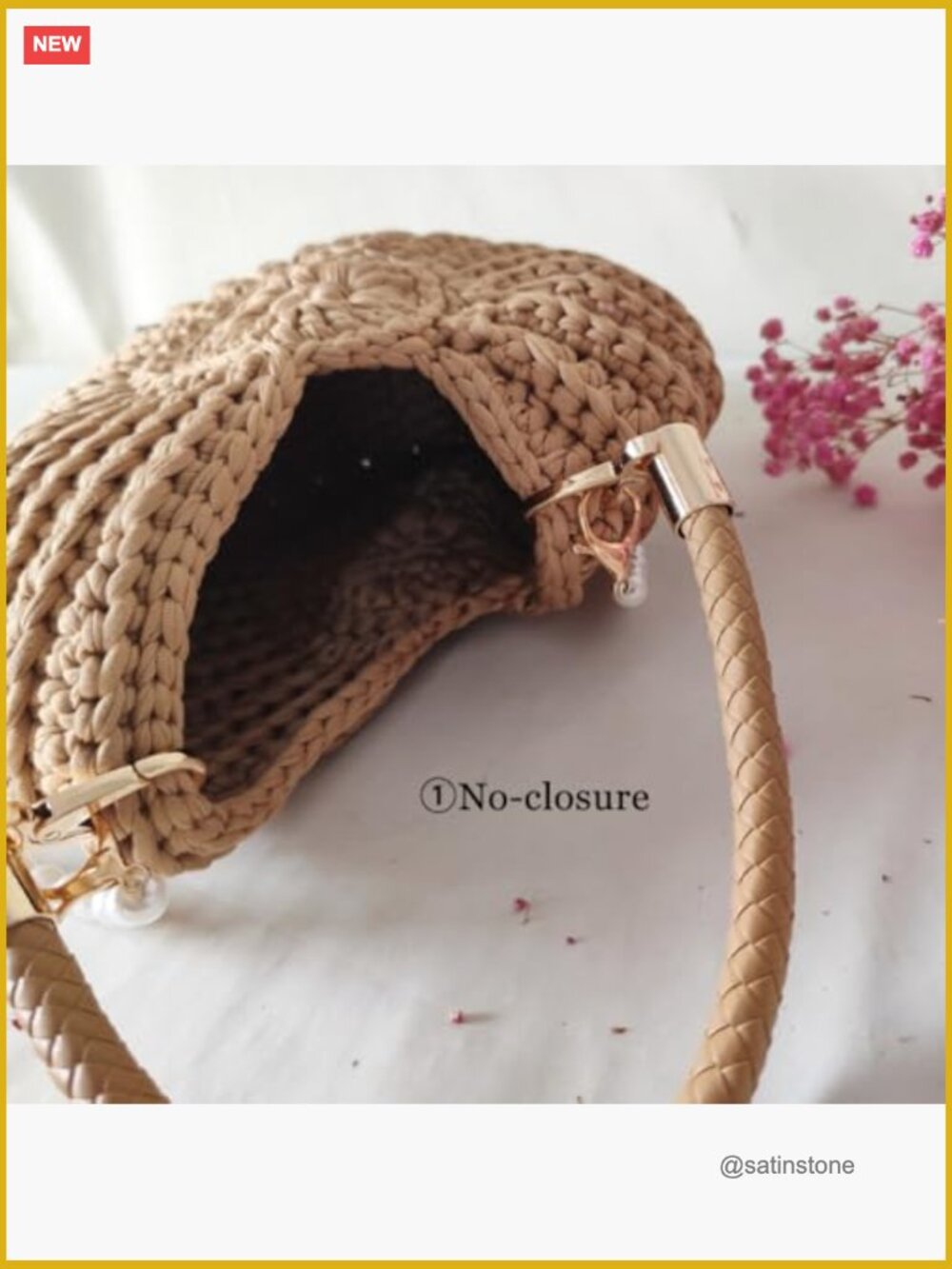 Handmade Crochet Seashell Purse with Pearl Chain Woven Crossbody Beach Bag - Picture 4 of 7